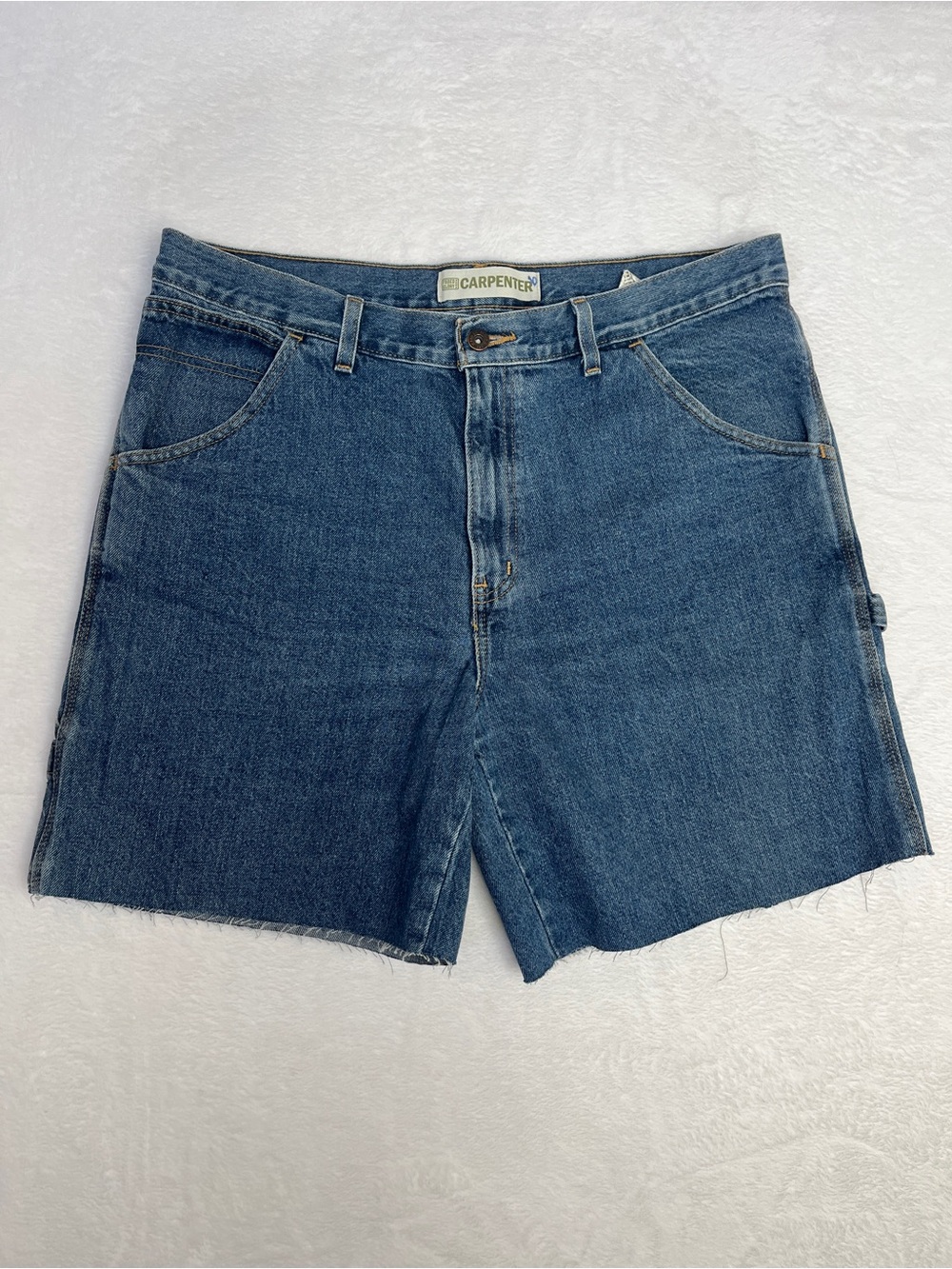 VTG Faded Glory Carpenter Cut Off Jean Shorts Cargo Sz 36 Utility Y2K Workwear